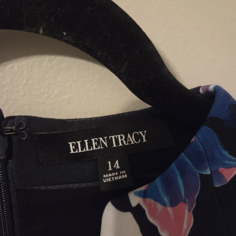 Ellen Tracy Womens Floral Black Sleeveless Fit And Flare Dress With Pockets. 14 - Picture 8 of 8